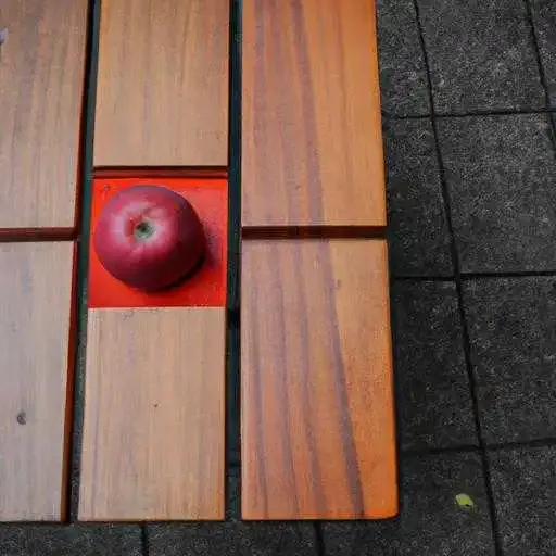 A geometrical style wooden table with a red apple (1).webp