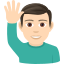 Hombre levantando la mano: tono de piel claro :man_raising_hand_tone1: 🙋🏻♂️